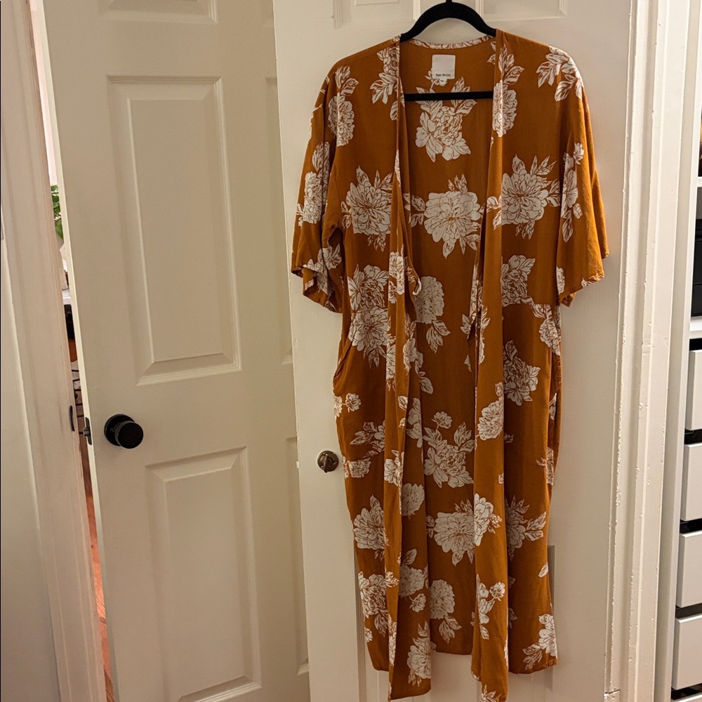 Floral Mustard Swim Coverup